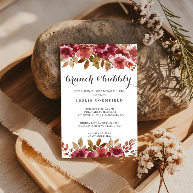 Autumn Rustic Brunch & Bubbly Bridal Shower Invitation (Creator Uploaded)