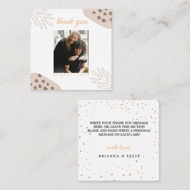 Autumn Rustic Burgundy Calligraphy photo thank you Note Card (Front/Back)