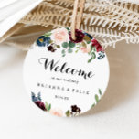 Autumn Rustic Burgundy Calligraphy Wedding Welcome Square Sticker<br><div class="desc">This autumn rustic burgundy calligraphy wedding welcome square sticker is perfect for a modern wedding. The design features burgundy,  red,  navy,  blue and blush radiant and graceful hand-painted flowers,  inspiring natural beauty.

These labels are perfect for hotel guest welcome bags and destination weddings.</div>