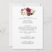 Autumn Rustic Burgundy Floral Front & Back Wedding Invitation (Back)