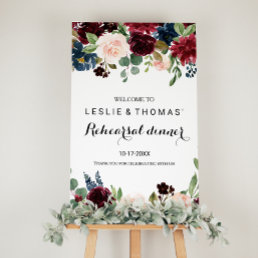 Autumn Rustic Burgundy Rehearsal dinner Welcome Poster