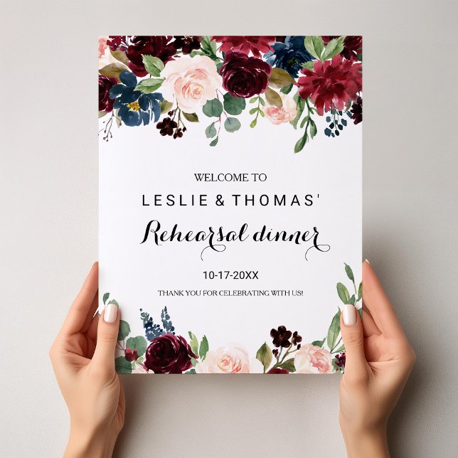 Autumn Rustic Burgundy Rehearsal dinner Welcome Poster (Creator Uploaded)