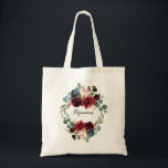 Autumn Rustic Burgundy Tote Bag<br><div class="desc">This autumn rustic burgundy tote bag is the perfect wedding gift to present your bridesmaids with for a simple wedding.The design features burgundy,  red,  navy,  blue and blush radiant and graceful hand-painted flowers,  inspiring natural beauty.</div>