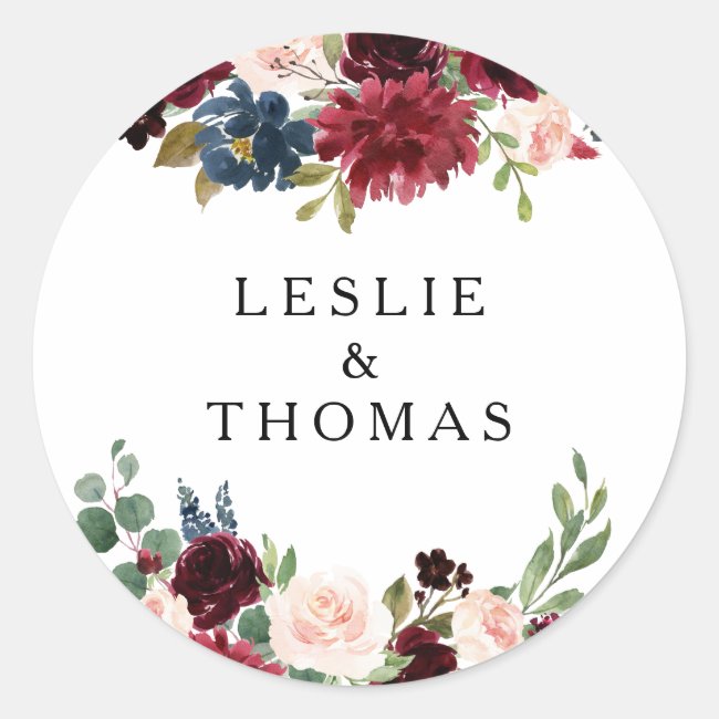 Autumn Rustic Burgundy Wedding Envelope Seals