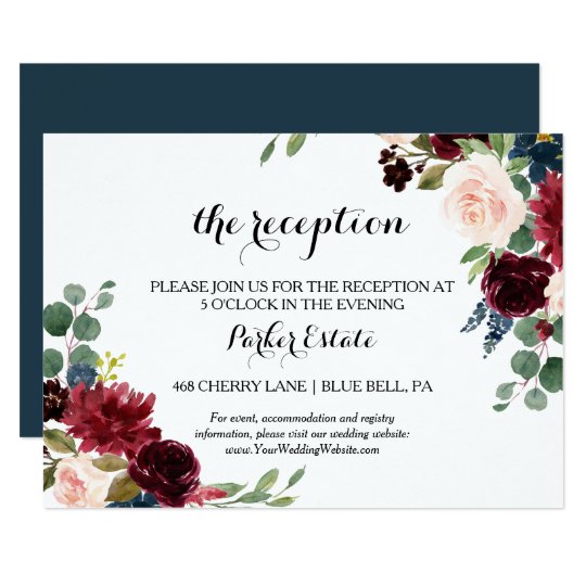 Autumn Rustic Burgundy Wedding Reception Card Zazzle Com