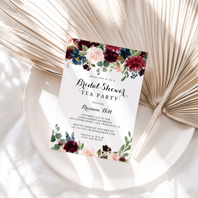 Autumn Rustic Calligraphy Bridal Shower Tea Party Invitation (Creator Uploaded)