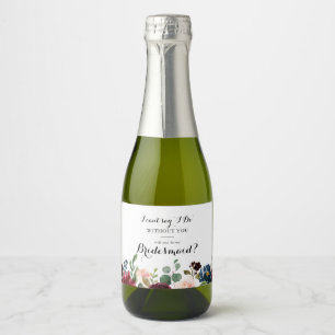 Autumn Rustic Calligraphy Bridesmaid Proposal Sparkling Wine Label
