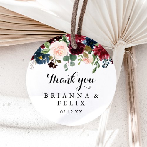 Autumn Rustic Calligraphy Thank You Wedding Favor Classic Round Sticker