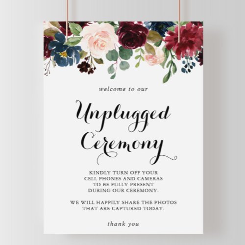 Autumn Rustic Calligraphy Unplugged Ceremony Sign
