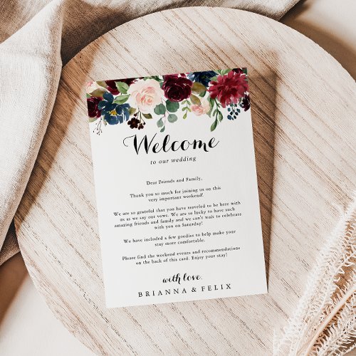 Autumn Rustic Calligraphy Wedding Welcome Letter