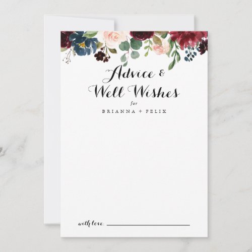 Autumn Rustic Calligraphy Wedding Well Wishes Advice Card