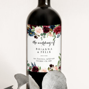 Autumn Rustic Calligraphy Wedding Wine Labels
