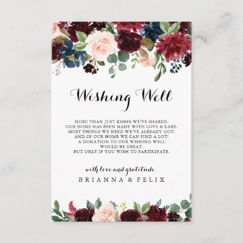 Autumn Rustic Calligraphy Wedding Wishing Well Enclosure Card