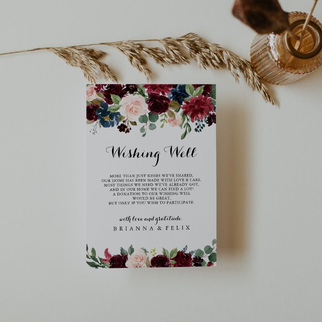 Autumn Rustic Calligraphy Wedding Wishing Well Enclosure Card (Creator Uploaded)