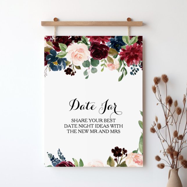 Autumn Rustic Dazzling Burgundy Date Jar Sign (Creator Uploaded)