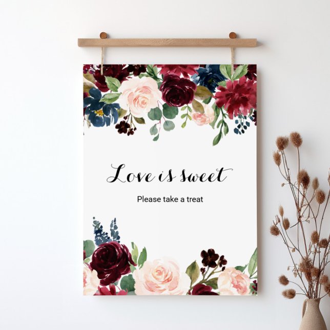 Autumn Rustic Dazzling Burgundy Love is Sweet Poster (Creator Uploaded)