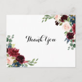 Autumn Rustic Dazzling Burgundy Thank You Postcard (Front)