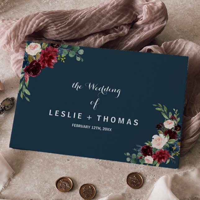 Autumn Rustic Dazzling Burgundy Wedding Guest Book (Creator Uploaded)