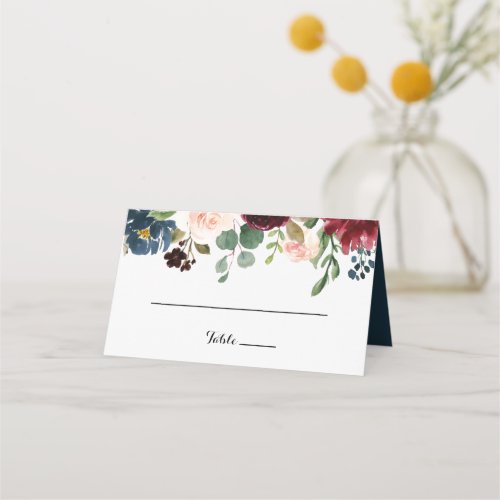 Autumn Rustic Dazzling Burgundy Wedding Place Card