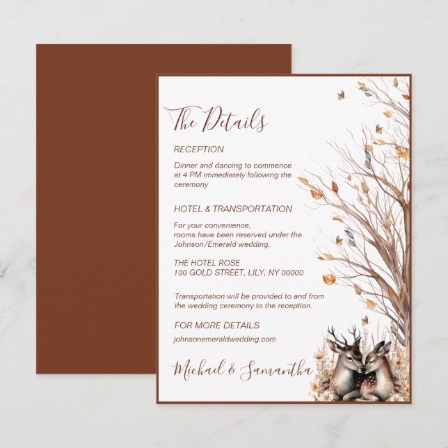 Autumn Rustic Deer Wedding Collection Enclosure Card (Front/Back)