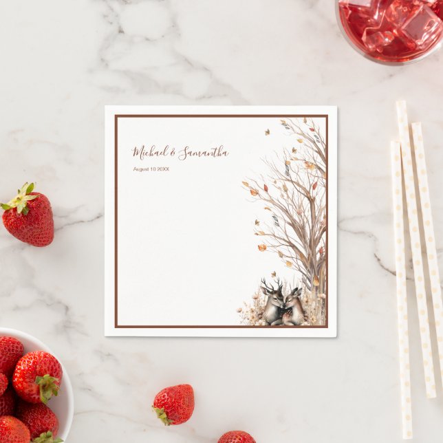 Autumn Rustic Deer Wedding Collection Napkins (Insitu)