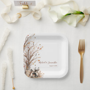 Autumn Rustic Deer Wedding Collection Paper Plates