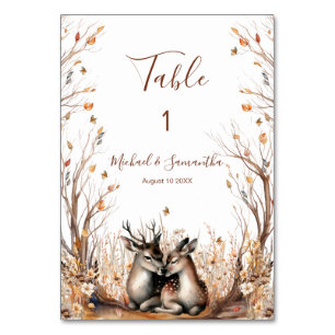 Autumn Rustic Deer Wedding Collection Table Number