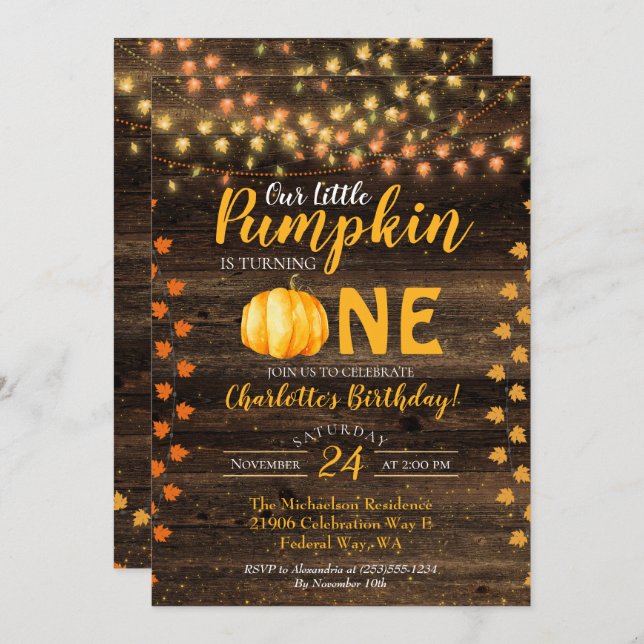 Autumn Rustic Fall Country Birthday Invitation (Front/Back)