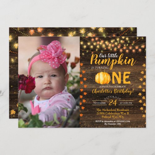 Autumn Rustic Fall Country Photo Birthday Invitation