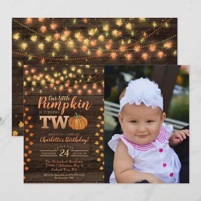 Autumn Rustic Fall Photo Country Birthday Invitation (Front/Back)