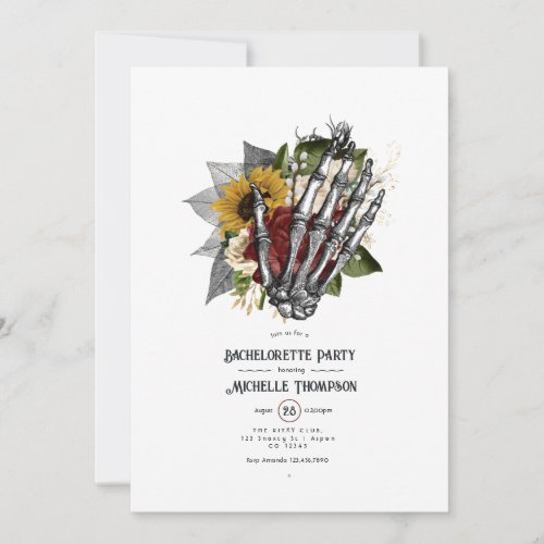 Autumn Rustic Floral Gothic Bachelorette Party Invitation