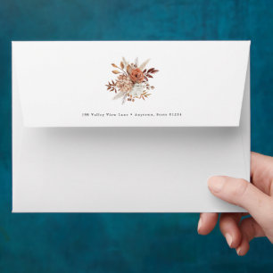Autumn Rustic Floral Inside Pattern Return Address Envelope