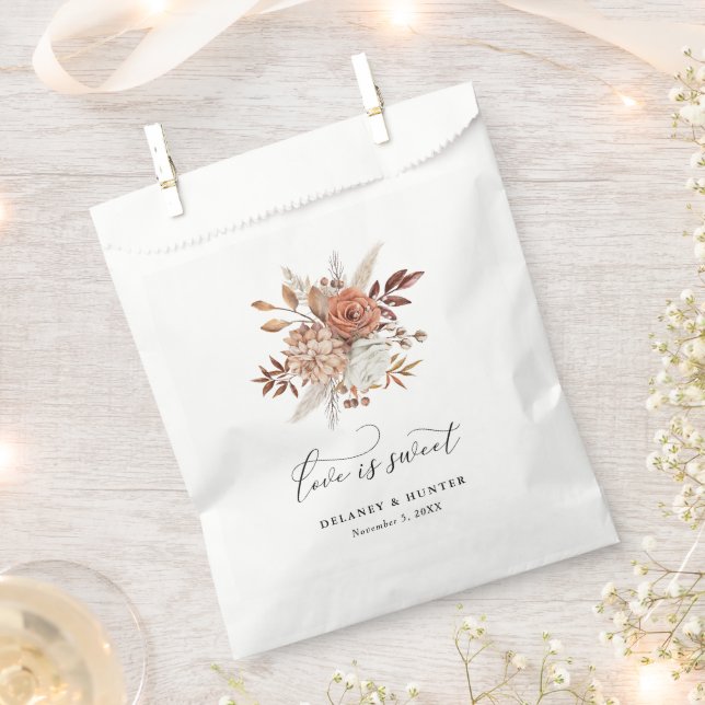 Autumn Rustic Floral Love is Sweet Favor Bag (Clipped)