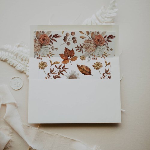 Autumn Rustic Floral Patterned Envelope Liner
