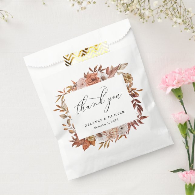 Autumn Rustic Floral Personalized Favor Bag (Sealed)