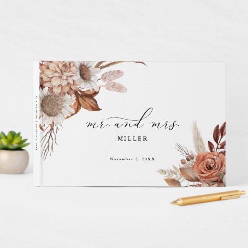 Autumn Rustic Floral Personalized Wedding Guest Book