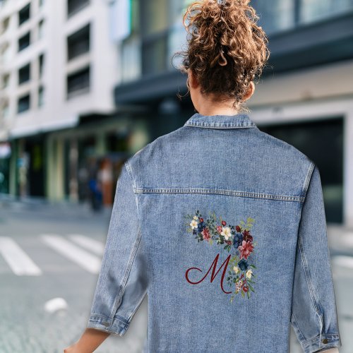 Autumn Rustic Florals Monogram Custom Initial Denim Jacket