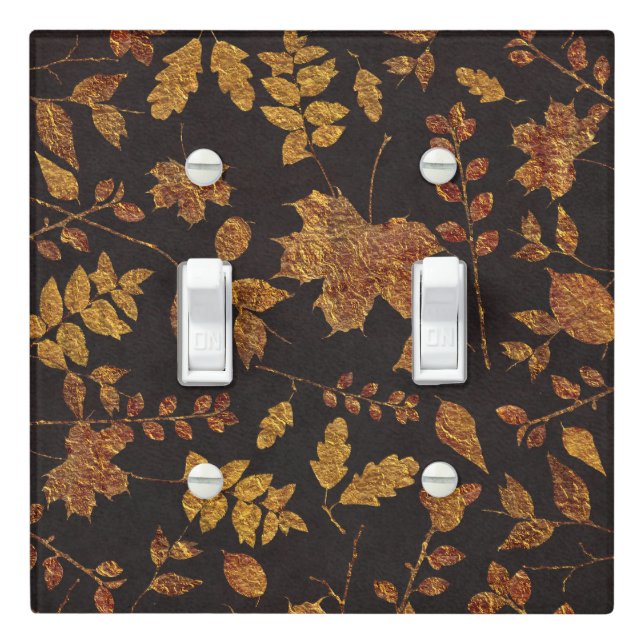 Autumn Rustic Golden Leaves Elegant Fall Light Switch Cover (In Situ)