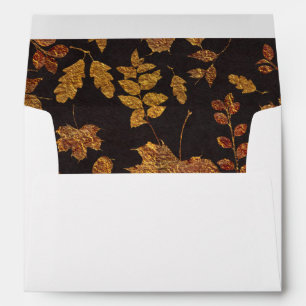 Autumn Rustic Golden Leaves Elegant Wedding Envelope
