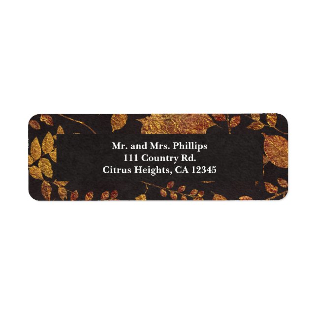 Autumn Rustic Golden Leaves Elegant Wedding Label (Front)
