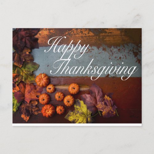 Autumn Rustic Happy Thanksgiving Pretty Leaves Postcard