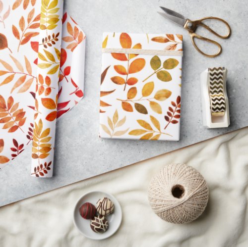 Autumn Rustic Leaves Pattern  Wrapping Paper
