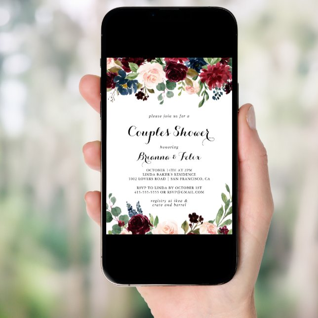 Autumn Rustic Modern Calligraphy Couples Shower Invitation (Front Digital)