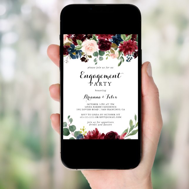 Autumn Rustic Modern Calligraphy Engagement Party Invitation (Front Digital)