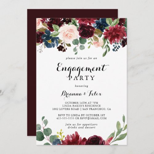 Autumn Rustic Modern Calligraphy Engagement Party Invitation