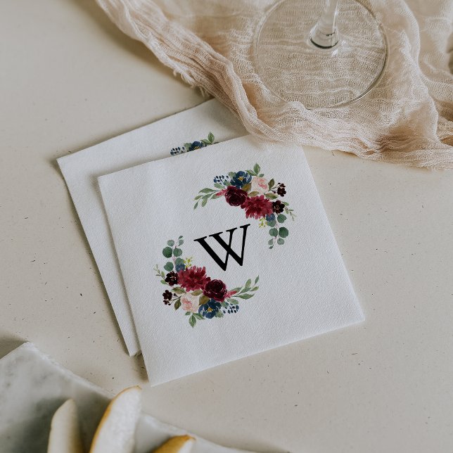 Autumn Rustic Modern Calligraphy Monogram Wedding Napkins (Creator Uploaded)