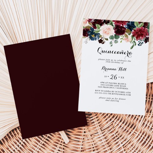 Autumn Rustic Modern Calligraphy Quinceaera Invitation