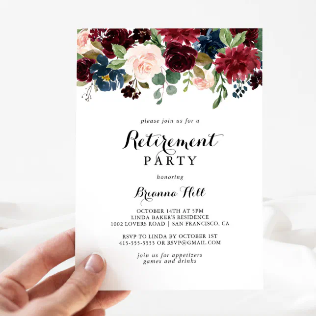 Autumn Rustic Modern Calligraphy Retirement Party Invitation | Zazzle