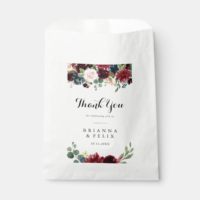 Autumn Rustic Modern Calligraphy Thank You Wedding Favor Bag (Front)