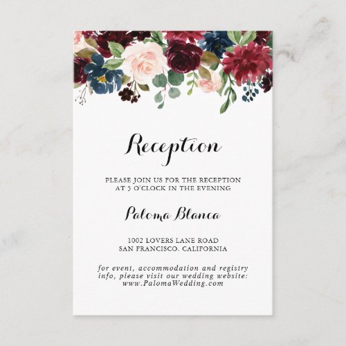 Autumn Rustic Modern Calligraphy Wedding Reception Enclosure Card